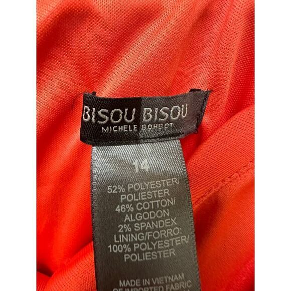 Bisou Bisou y2k Spaghetti Strap Red Coral Satin Bustier Party Dress Size 14 - Picture 8 of 13